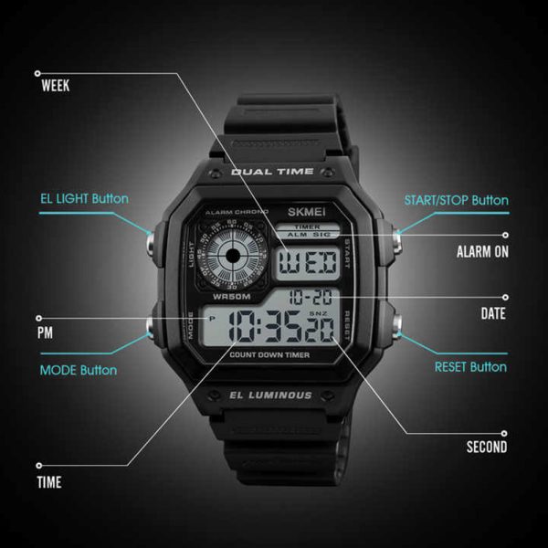 Skmei 1299 Black Watch For Men Upgraded - Image 3