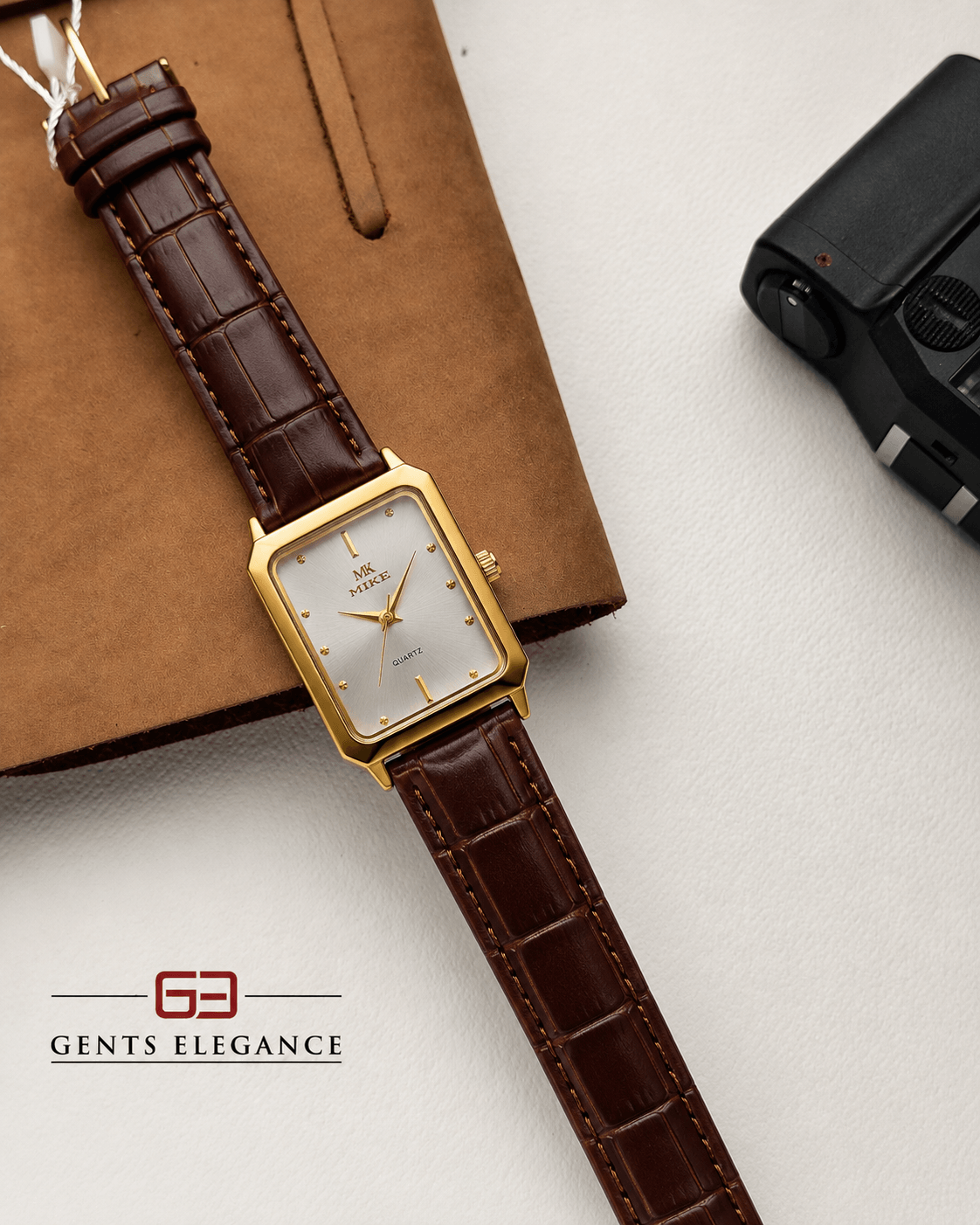 Mike 8419 Golden White Leather Belt Watch - Image 2