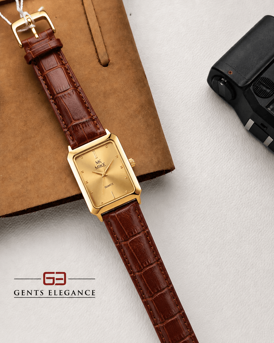 Mike 8419 Golden Brown Leather Belt Watch - Image 2