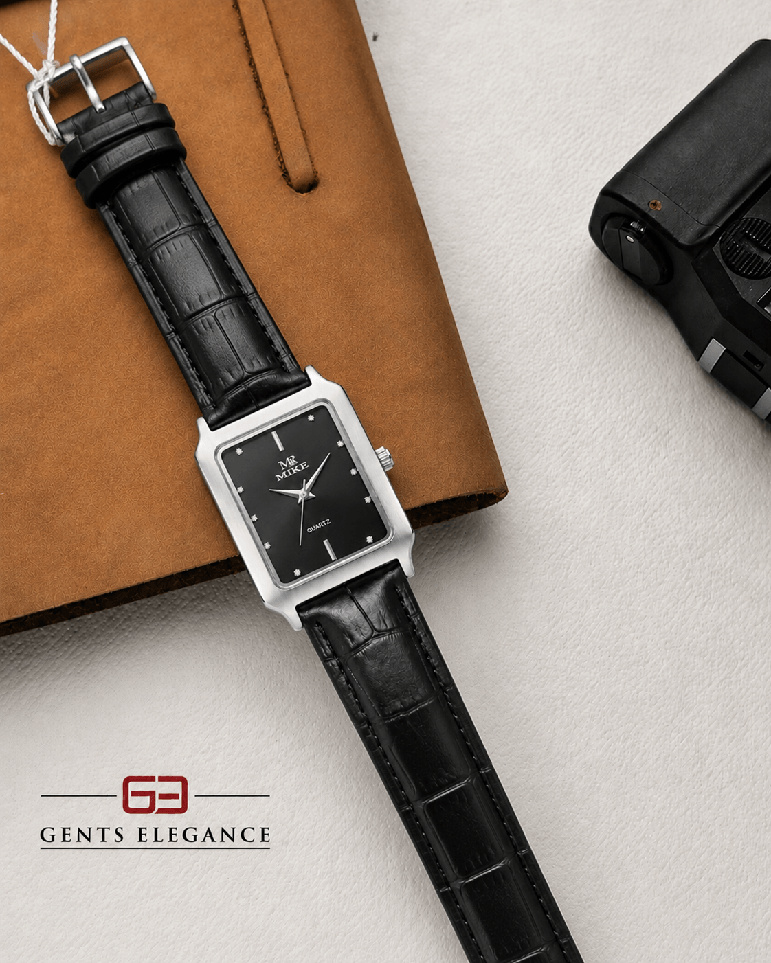 Mike 8419 Silver Black Leather Belt Watch - Image 2