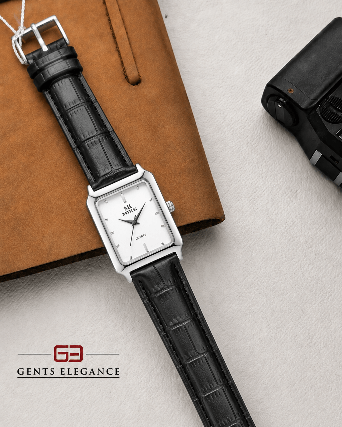 Mike 8419 Silver White Leather Belt Watch - Image 2