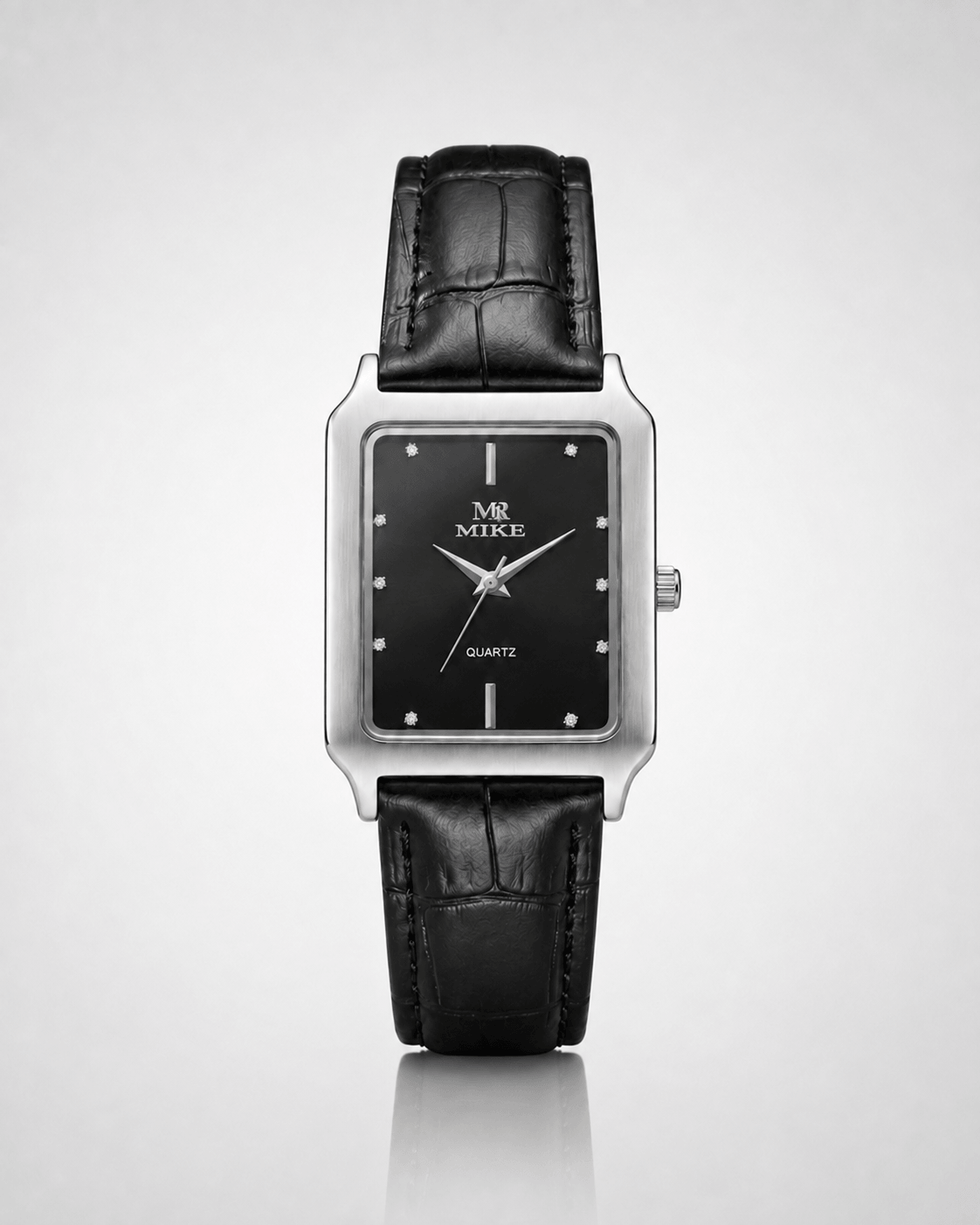 Mike 8419 Silver Black Leather Belt Watch