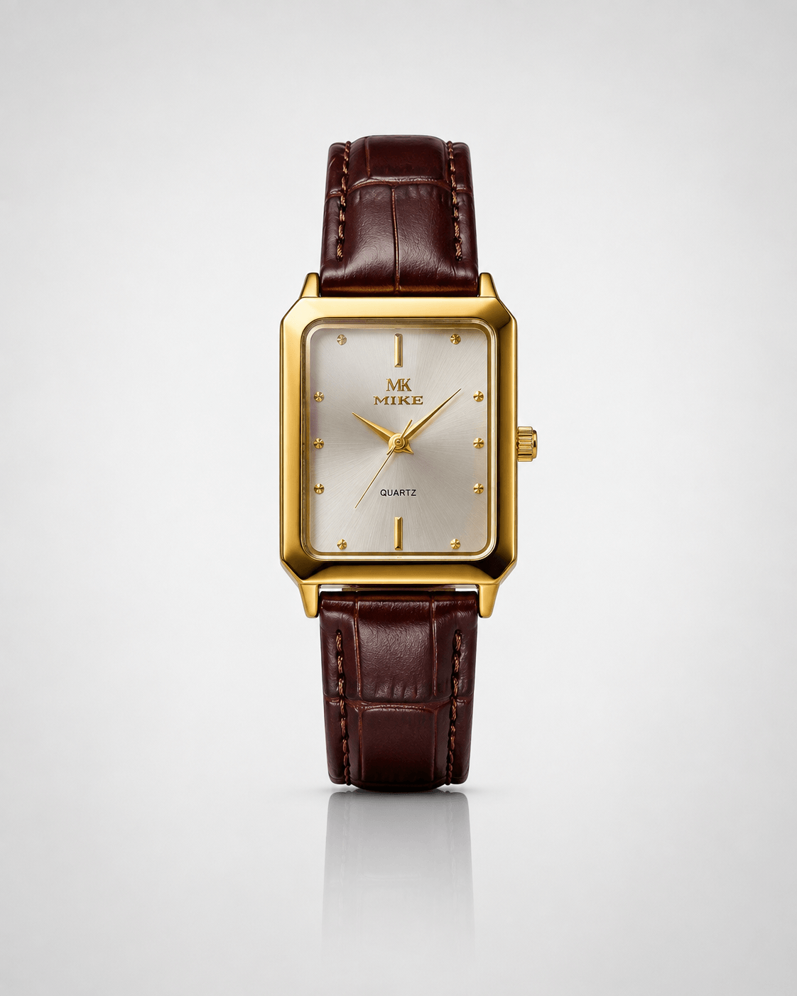 Mike 8419 Golden White Leather Belt Watch