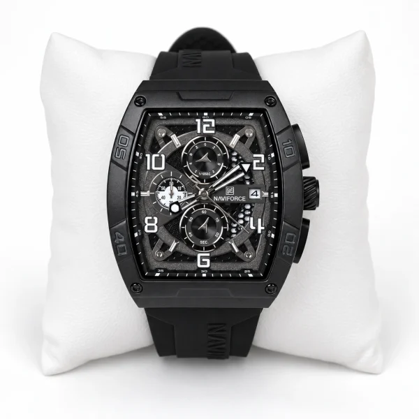 NAVIFORCE 8052-Black Chronograph Silicone Band Quartz Upgraded