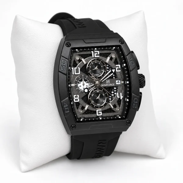 NAVIFORCE 8052-Black Chronograph Silicone Band Quartz Upgraded - Image 2