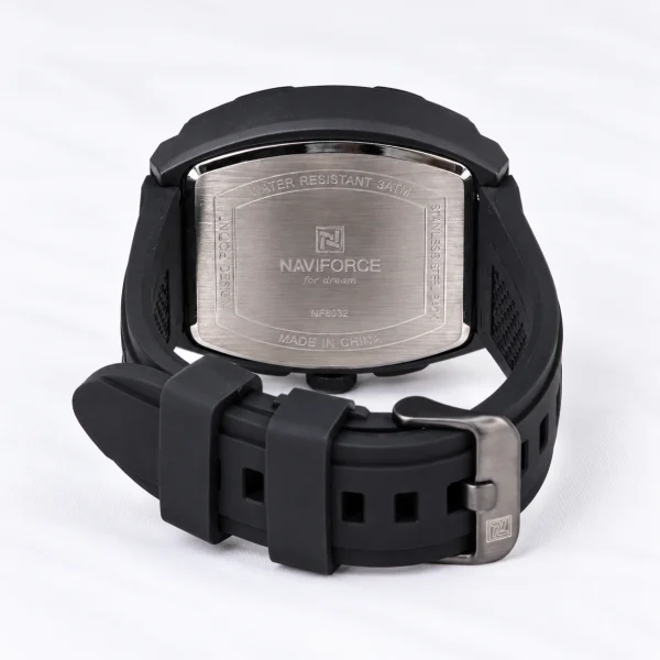 NAVIFORCE 8052-Black Chronograph Silicone Band Quartz Upgraded - Image 4
