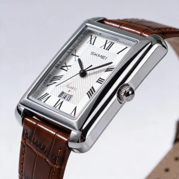 Skmei 2575 Silver White Brown Watch For Men Upgraded - Image 3