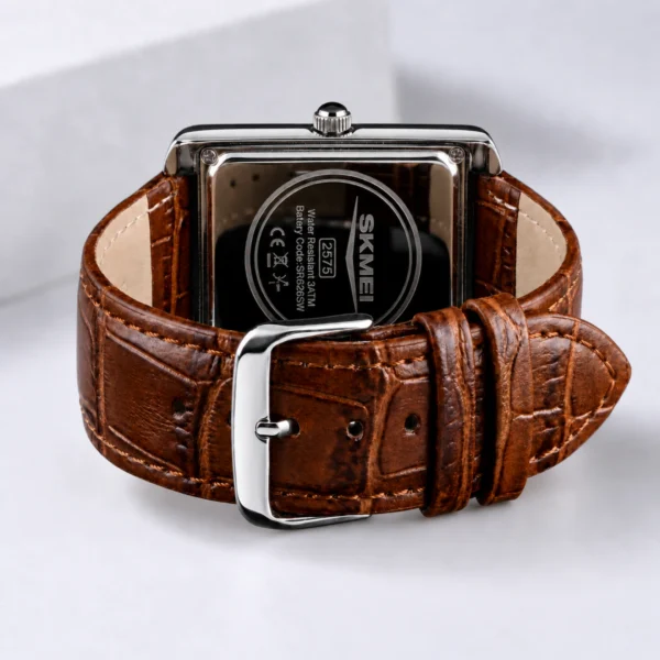 Skmei 2575 Silver White Brown Watch For Men Upgraded - Image 4